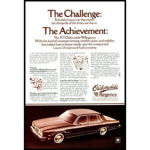 1977 Oldsmobile 98 Regency Luxury Car Sedan Vintage Print Ad Wall Art Decor